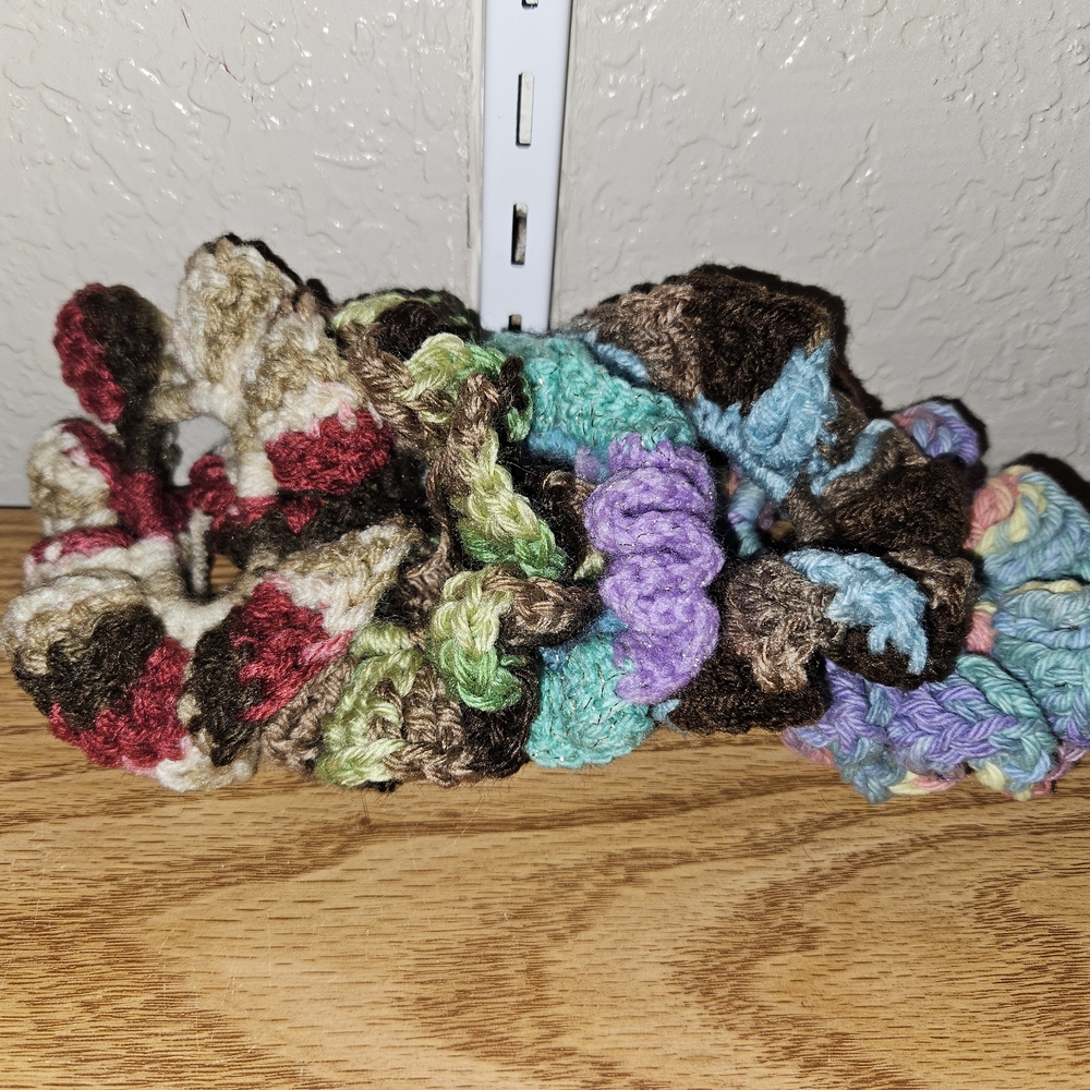 Colorful Crochet Hair Scrunchies